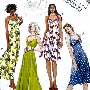McCalls 4444 Dress Laura Ashley Halter Two Length Pattern 8 - 14 Uncut Maxi Knee